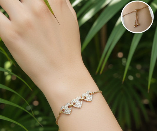 Pulsera Ajustable Corazones brillantes