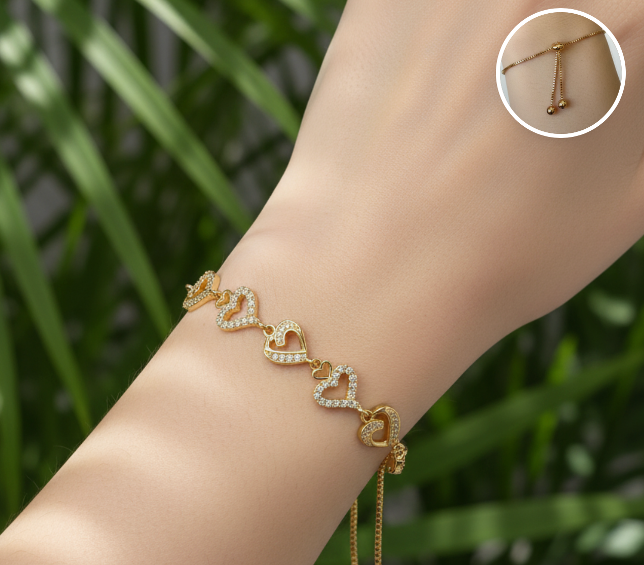 Pulsera Ajustable de dobles corazones