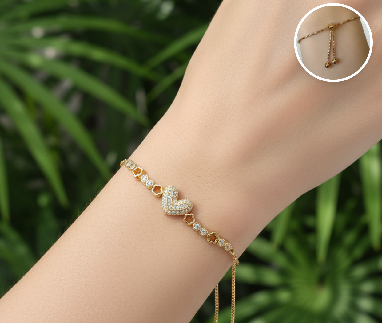 Pulsera Ajustables de corazón con flores