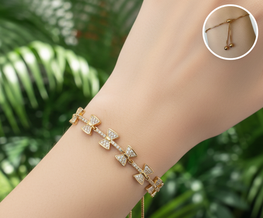 Pulsera ajustable de moños brillantes