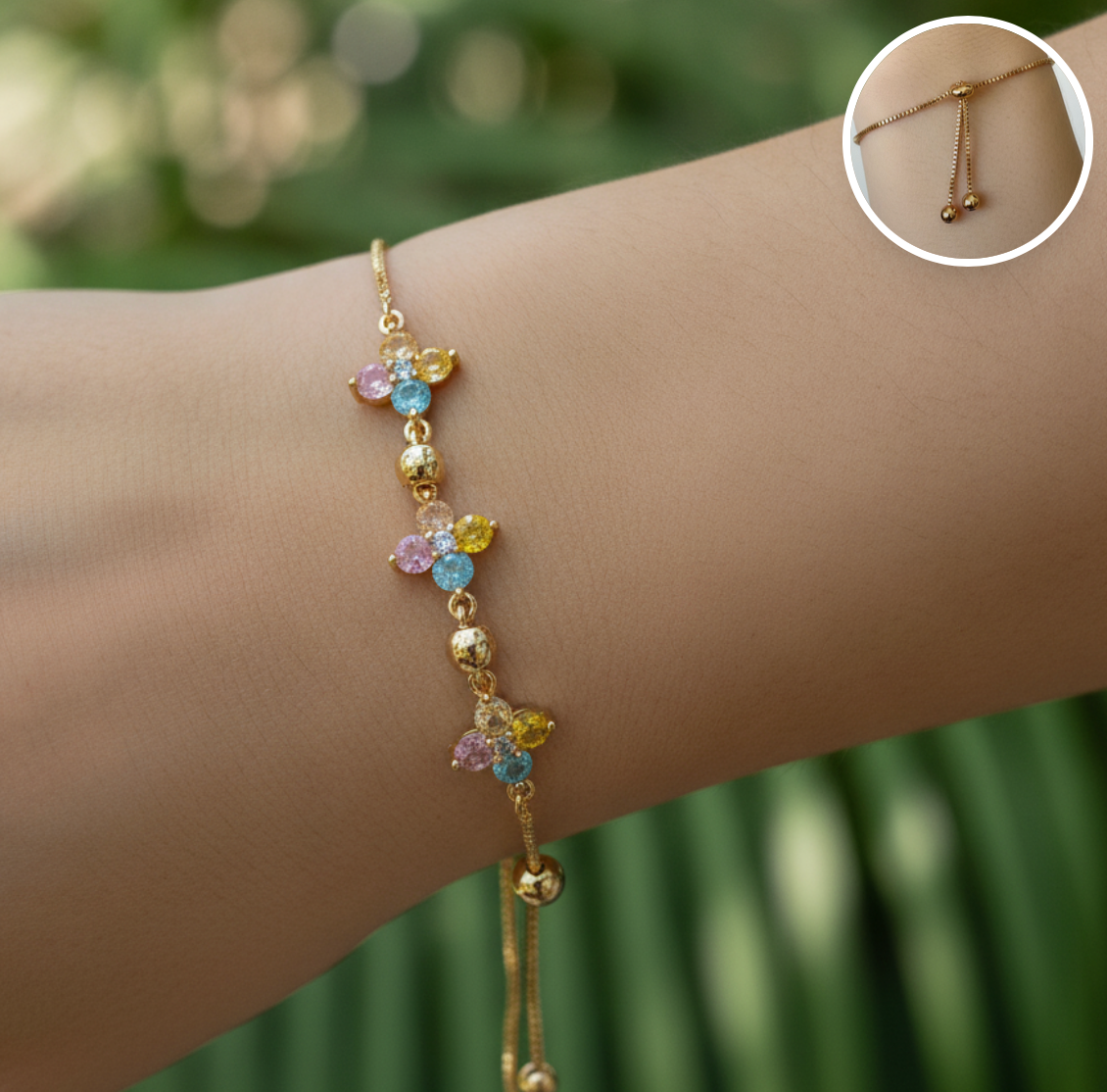PULSERA AJUSTABLE FLORES CANDY