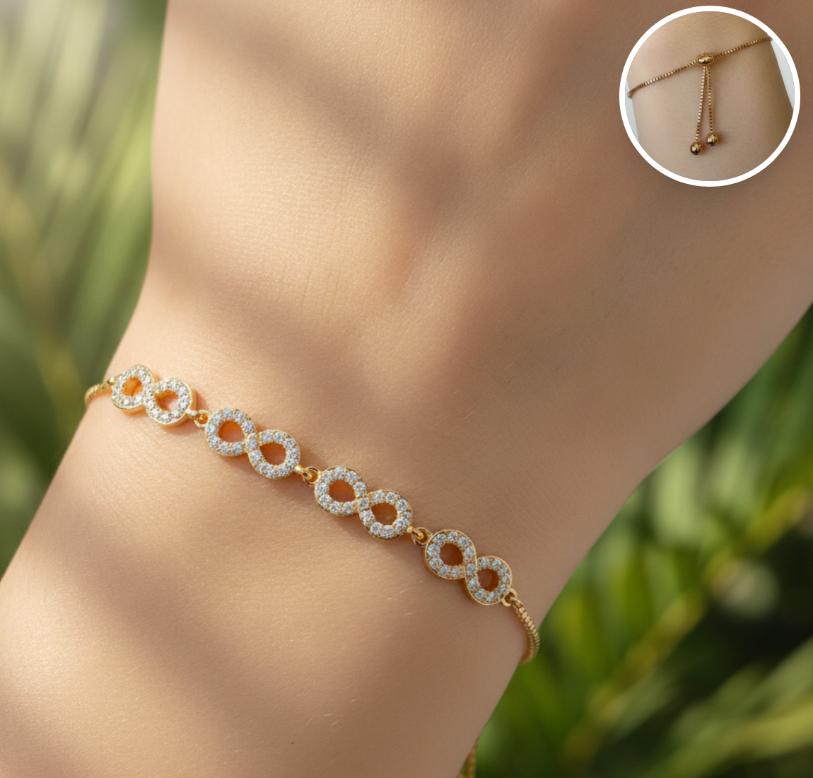 PULSERA AJUSTABLE INFINITO DE 4 PAVE