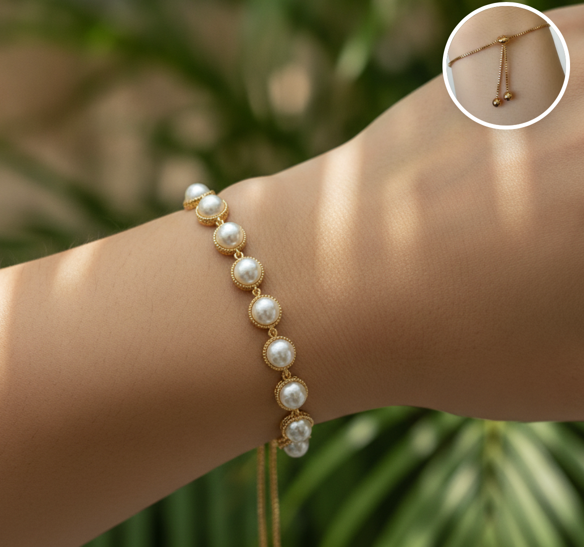 PULSERA AJUSTABLE ELEGANTE PERLAS