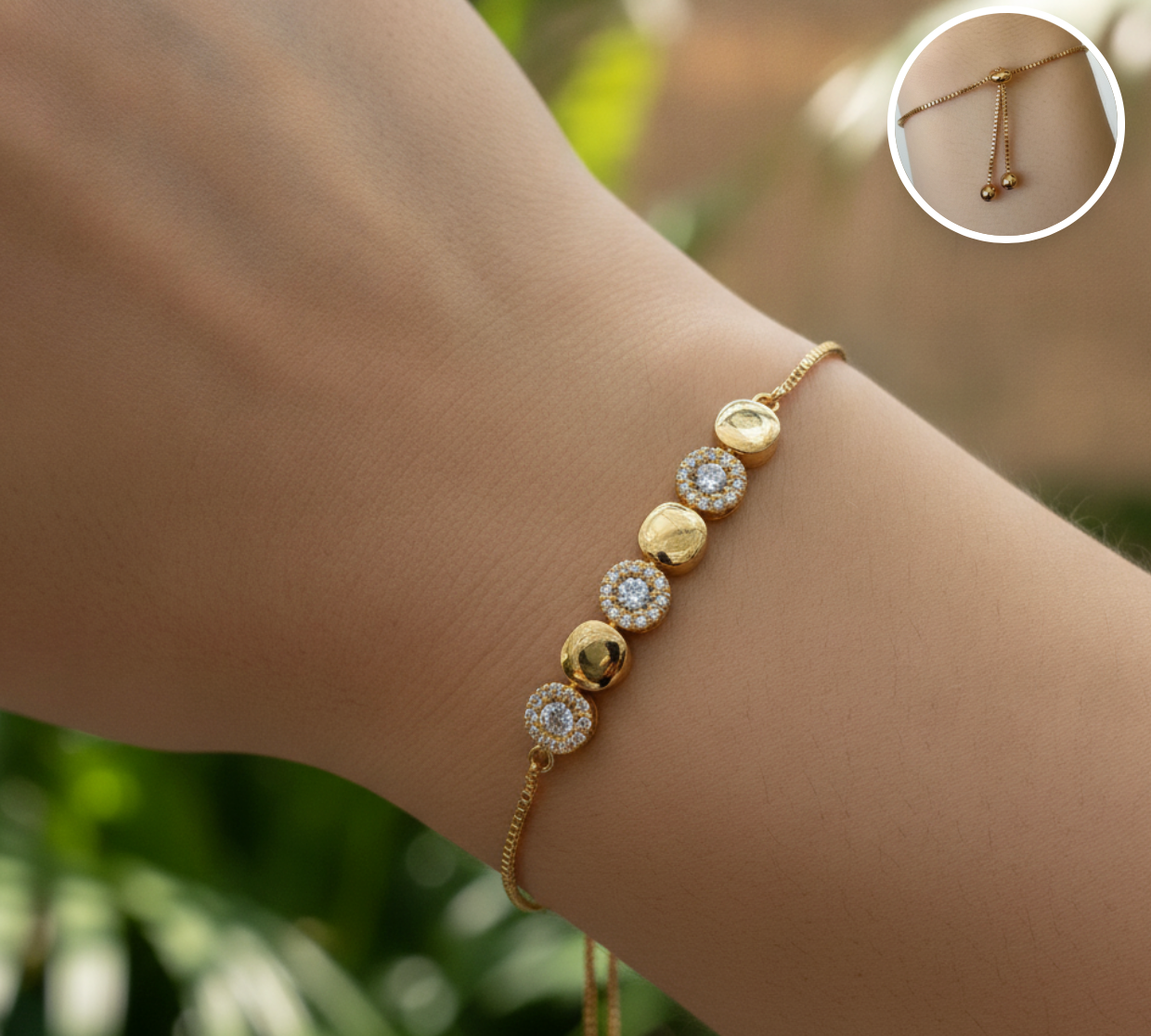 PULSERA AJUSTABLE ESTACIONES DORADAS