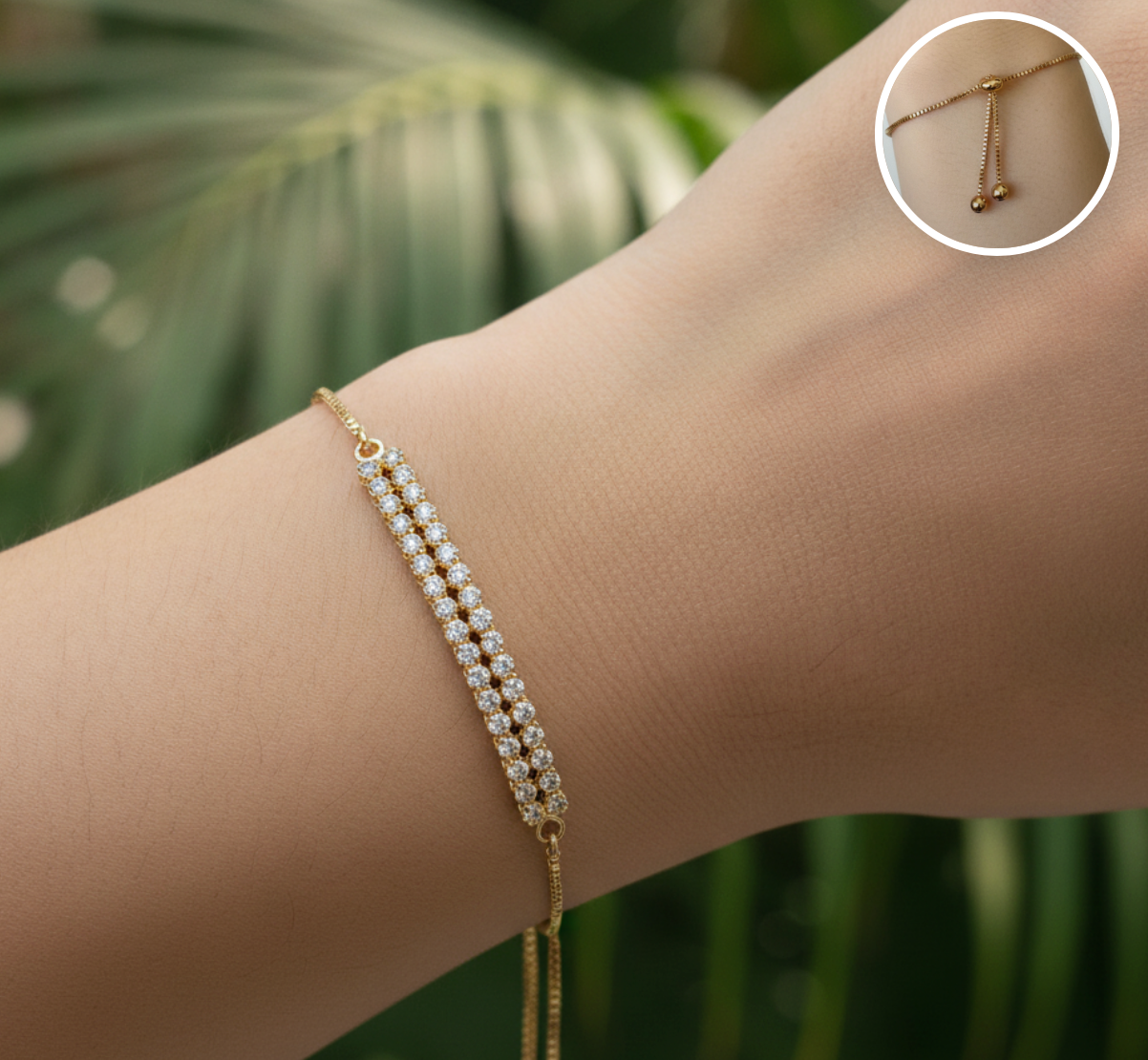 PULSERA AJUSTABLE DOBLE LINEA PAVE