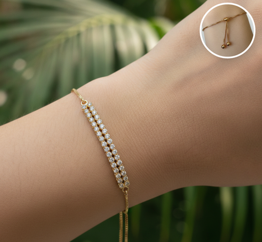 PULSERA AJUSTABLE DOBLE LINEA PAVE