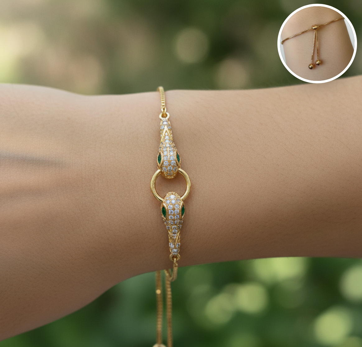 PULSERA AJUSTABLE VIBORAS DORADAS