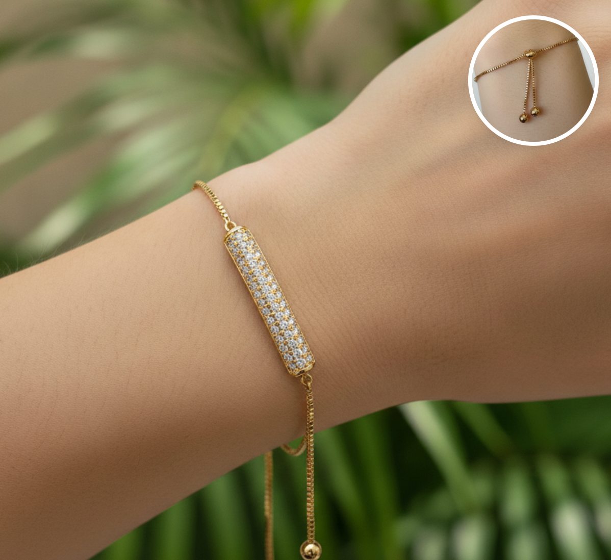 PULSERA AJUSTABLE BARRA PAVE
