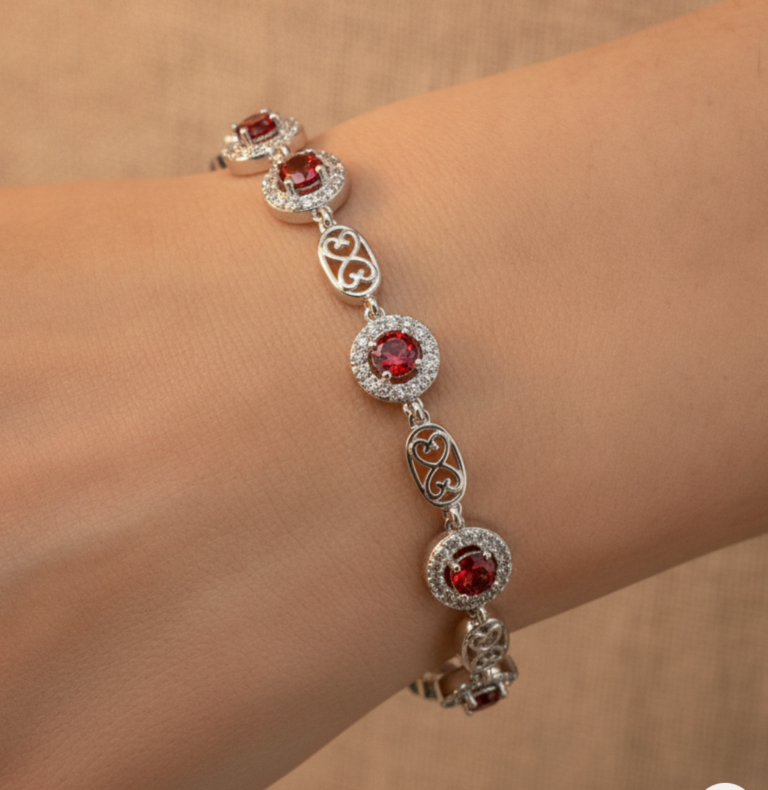 PULSERA HALO RUBI FILIGRANA