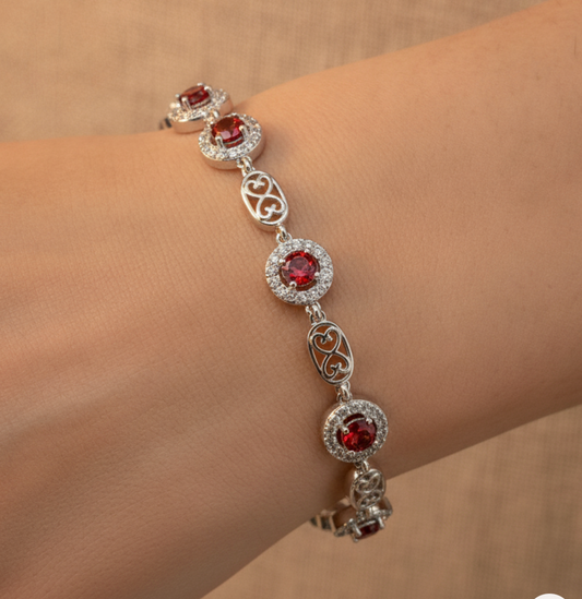 PULSERA HALO RUBI FILIGRANA