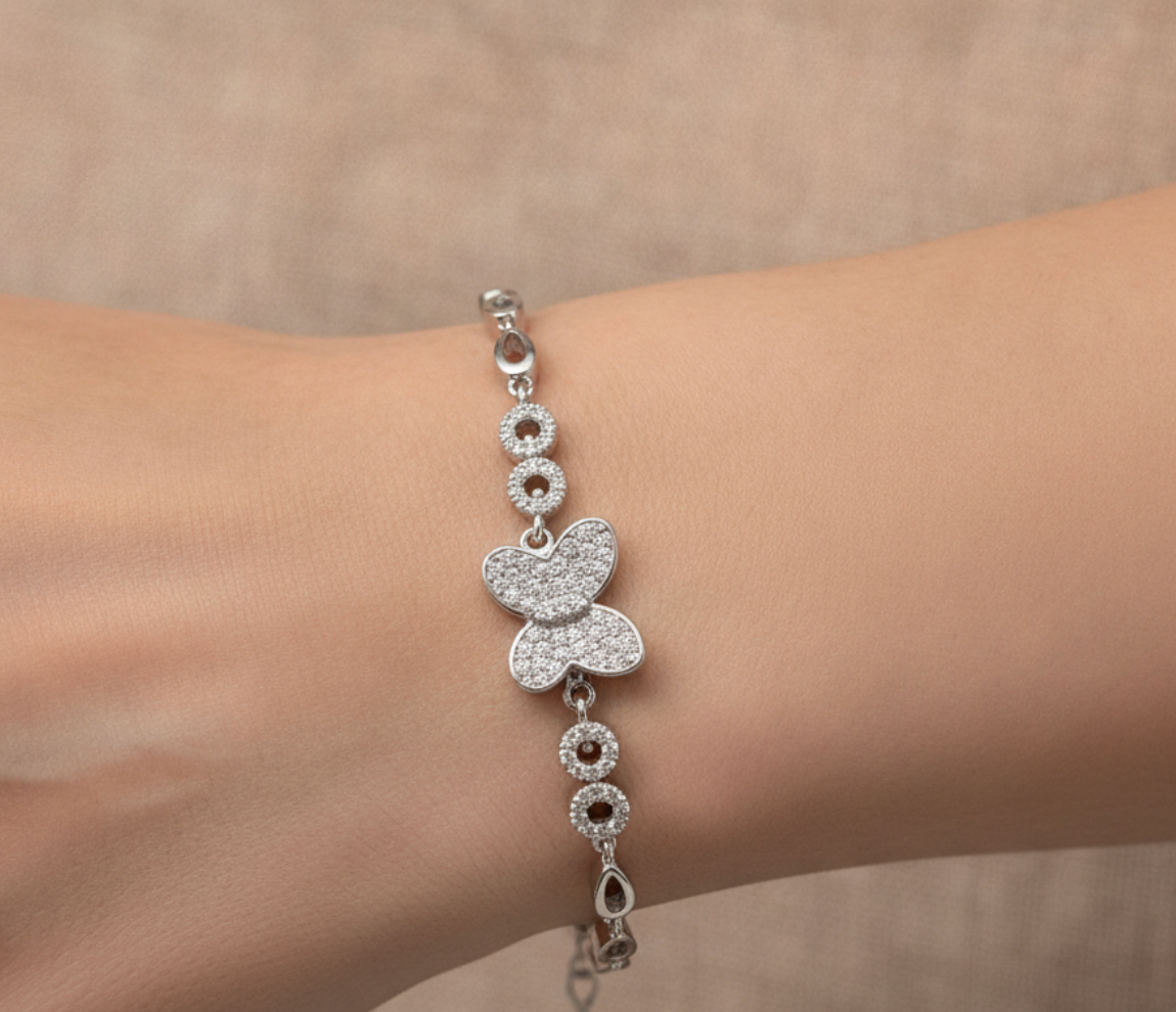 Pulsera mariposa gota pavé
