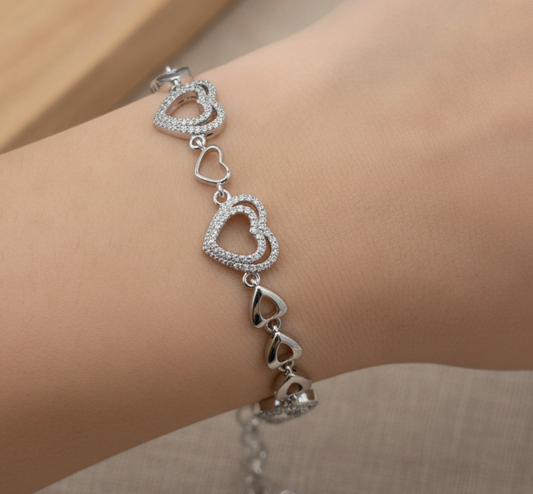 PULSERA CORAZONES ESCALONADOS PAVÉ