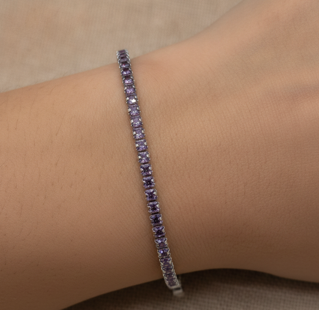 pulsera brillos morados