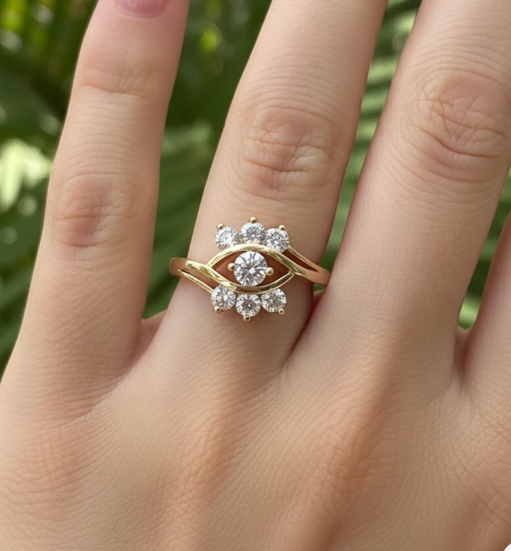 ANILLO OJO  CON PIEDRAS BRILLANTES