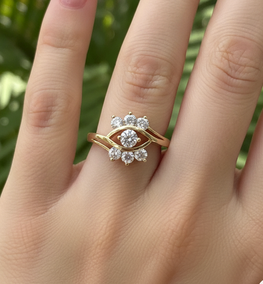 ANILLO OJO  CON PIEDRAS BRILLANTES