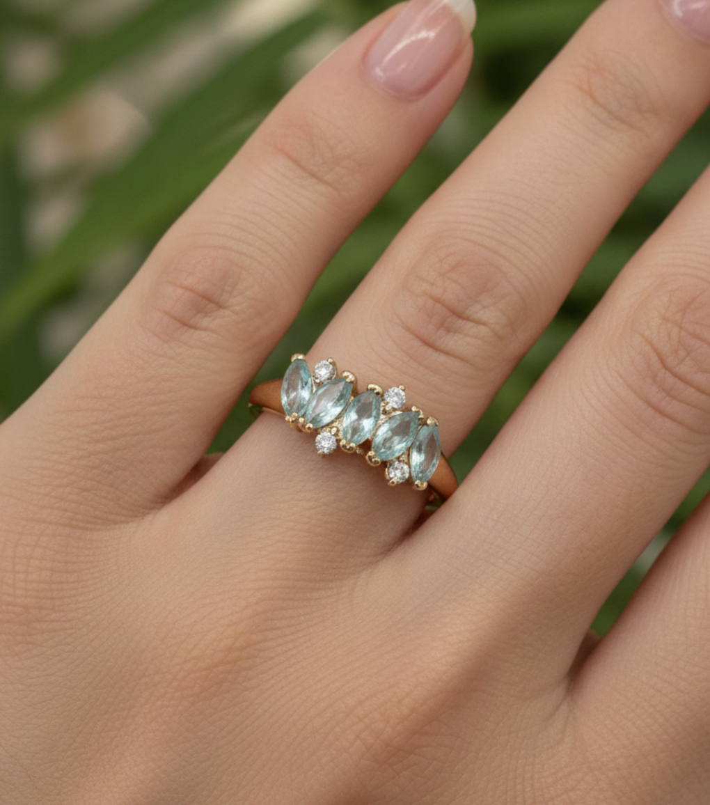 ANILLO MARQUISE AGUAMARINA