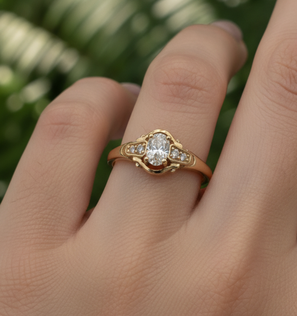 ANILLO SOLITARIO OVAL VINTAGE