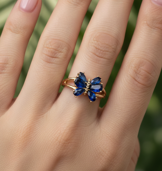 anillo mariposa azul