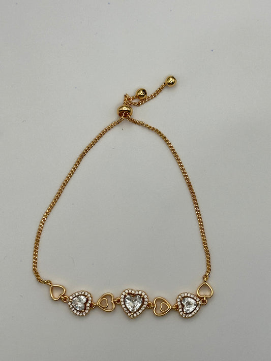pulsera de corazones con halo de zirconia