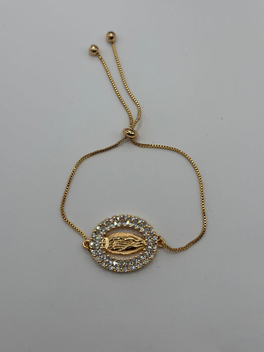 pulsera de la Virgen de Guadalupe con zirconia