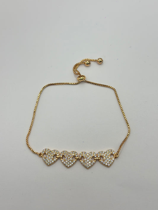 Pulsera Ajustable Corazones brillantes