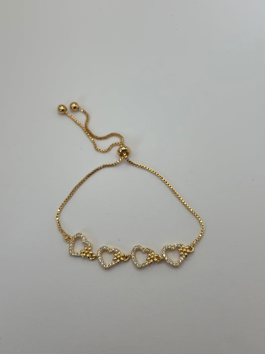 Pulsera ajustable cuatro corazones