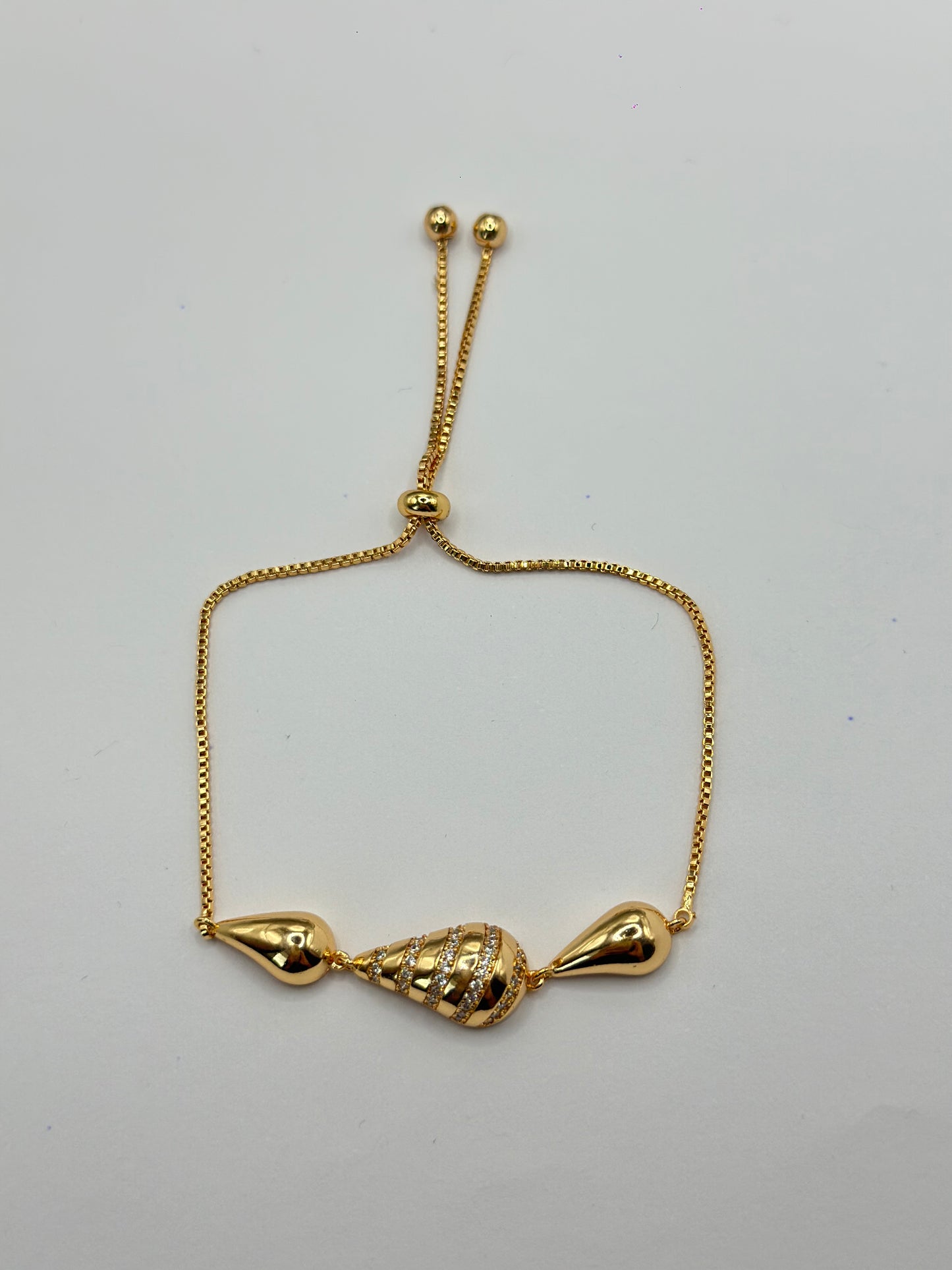 PULSERA AJUSTABLE CONICO PAVE RAYADO