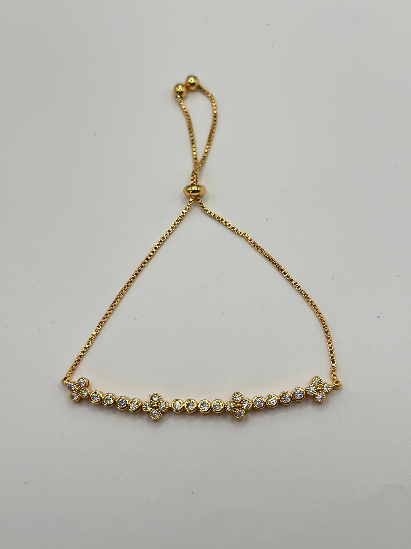 PULSERA AJUSTABLE TREBOL PAVE