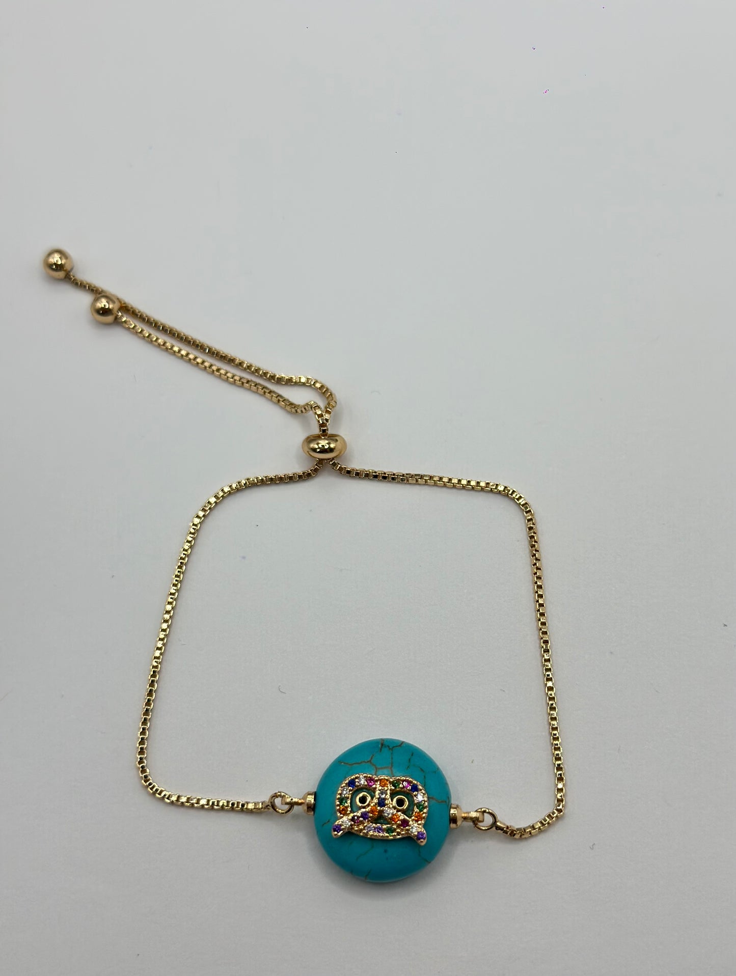 PULSERA AJUSTABLE  CIRCULO TURQUESA