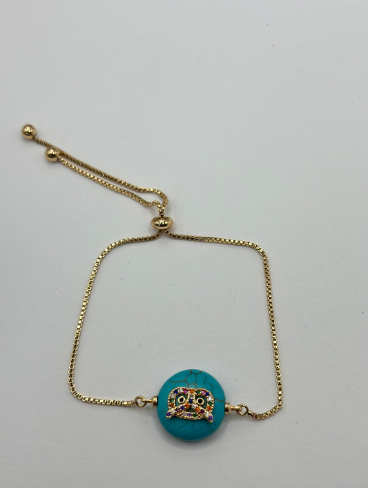 PULSERA AJUSTABLE  CIRCULO TURQUESA