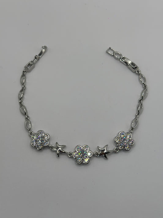 PULSERA ESTRELLAS Y FLORES PAVÉ