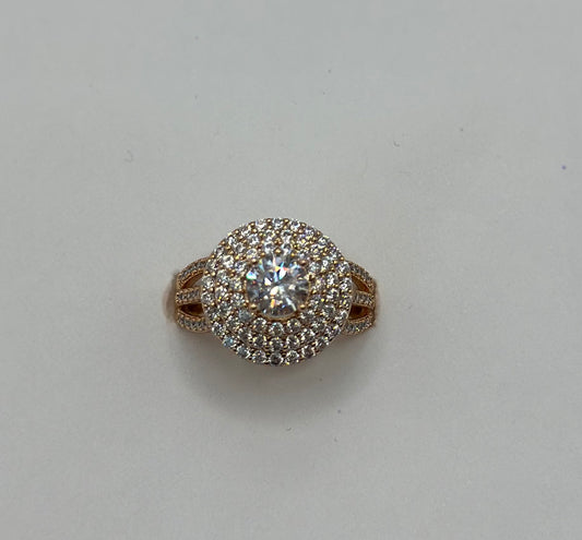 ANILLO SOLITARIO HALO BRILLOSO