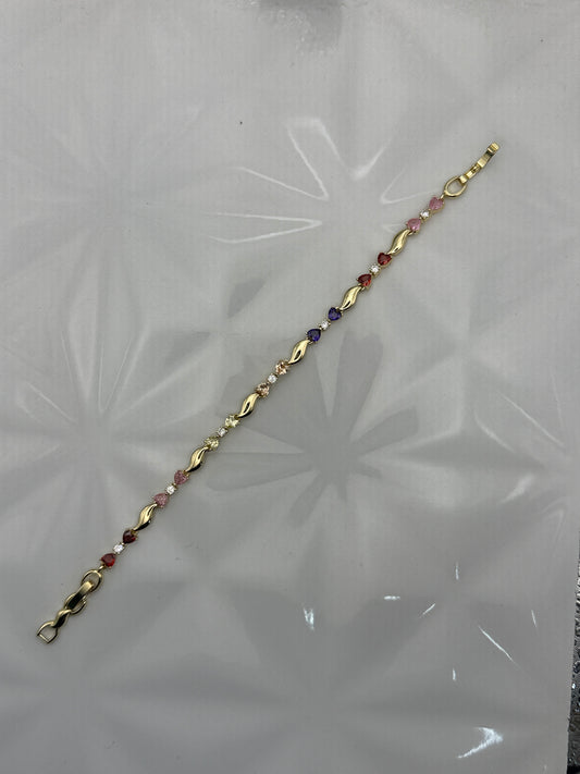Pulsera de Corazones y Zircones Multicolor con Olas