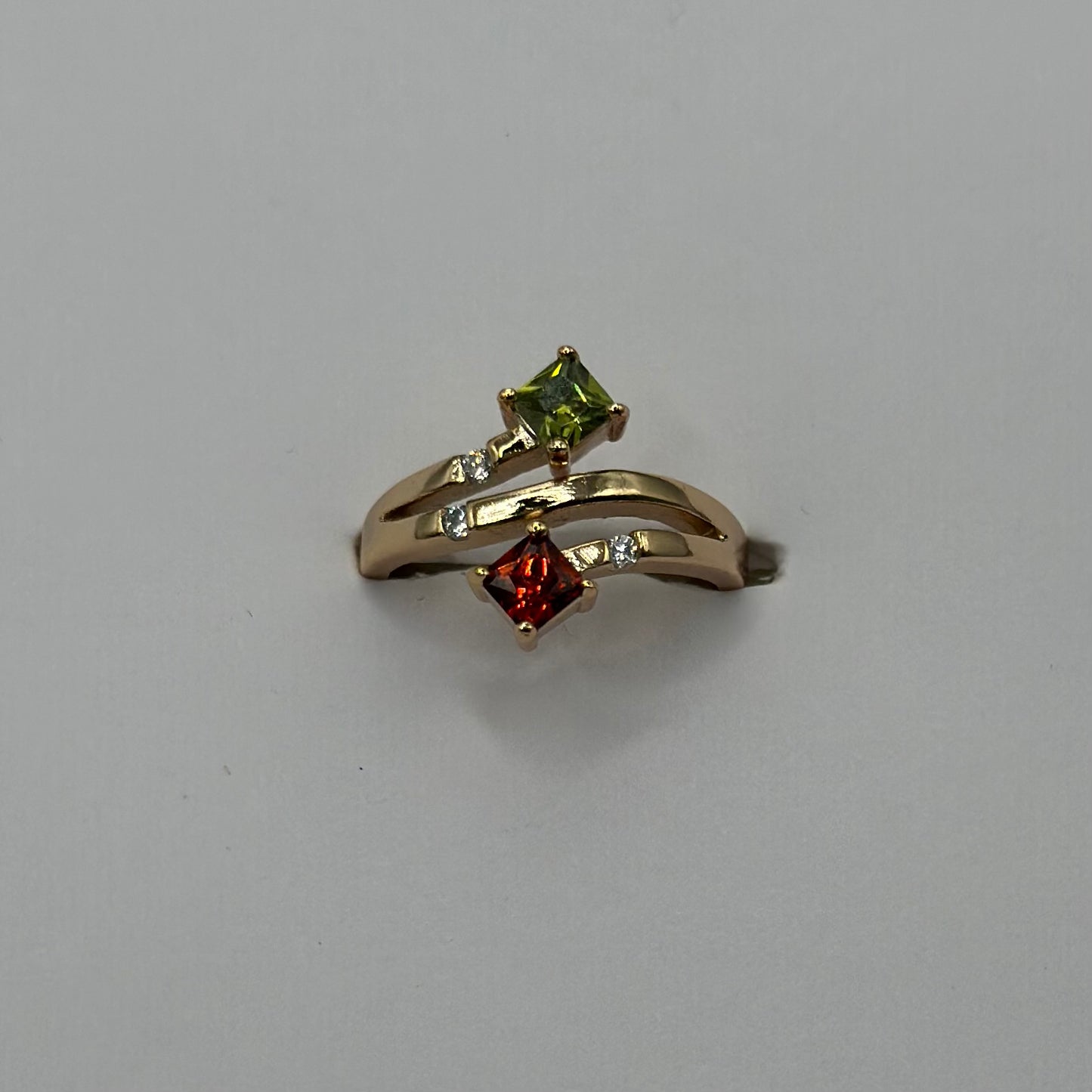 anillo rombos bicolor