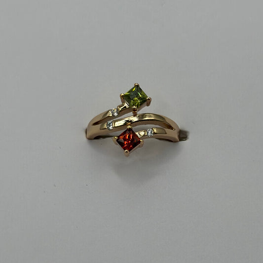 anillo rombos bicolor