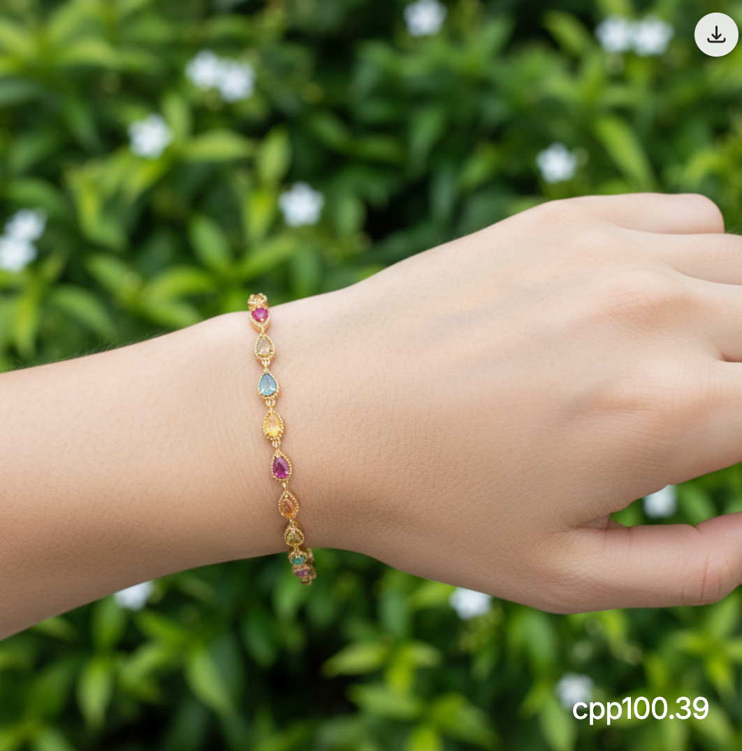 pulsera de piedras multicolor tipo gota