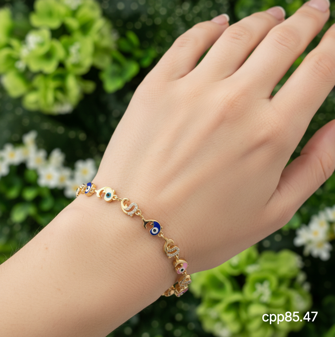 Pulsera de Ojo Turco con Delfines