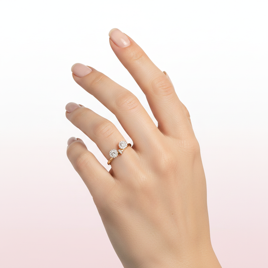 anillo de dos flores