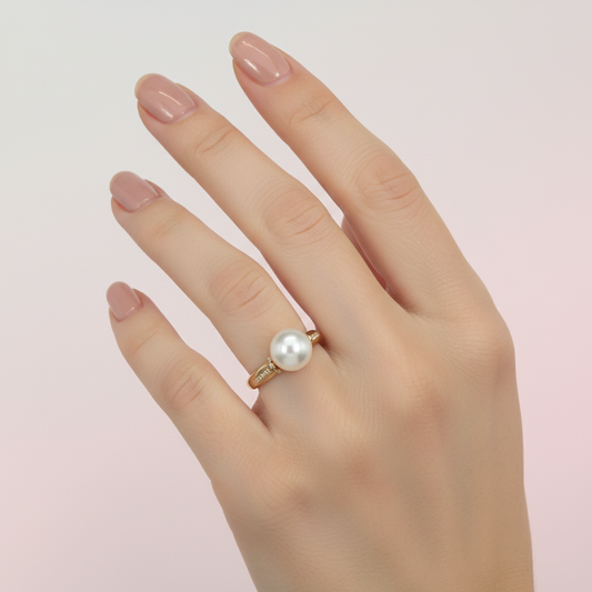 Anillo de perla solitaria