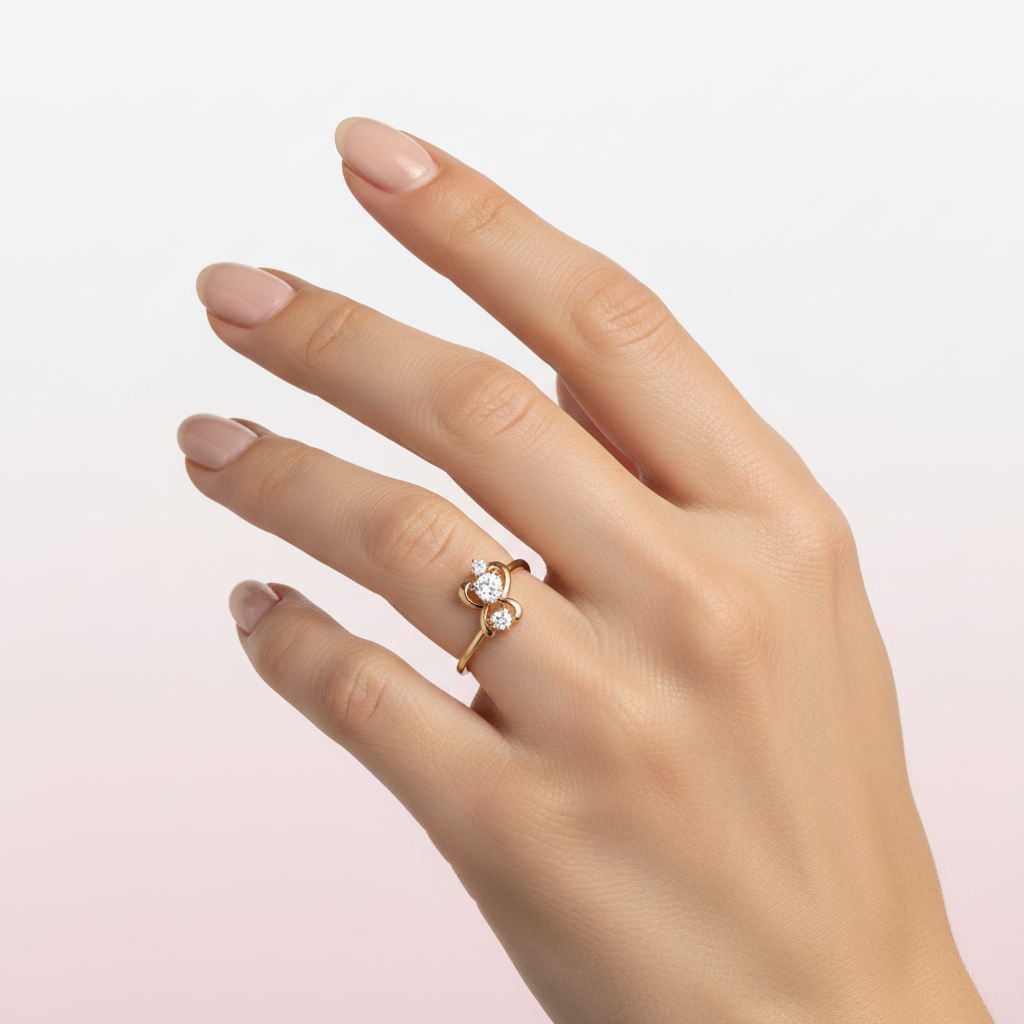 Anillo de doble corazón con piedras