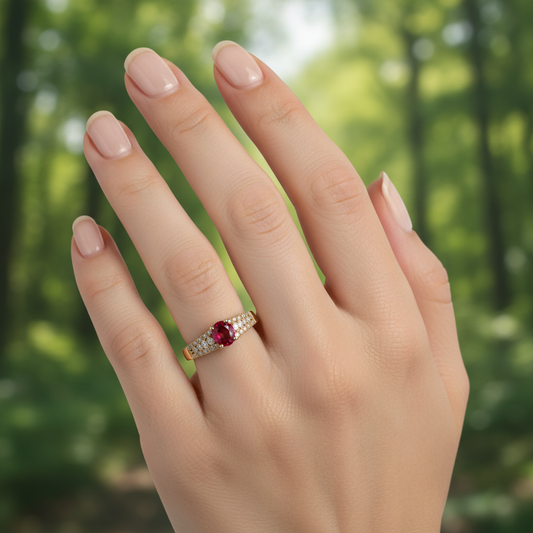 anillo solitario Rosa