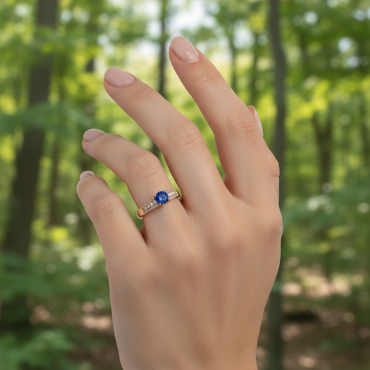 anillo solitario Azul