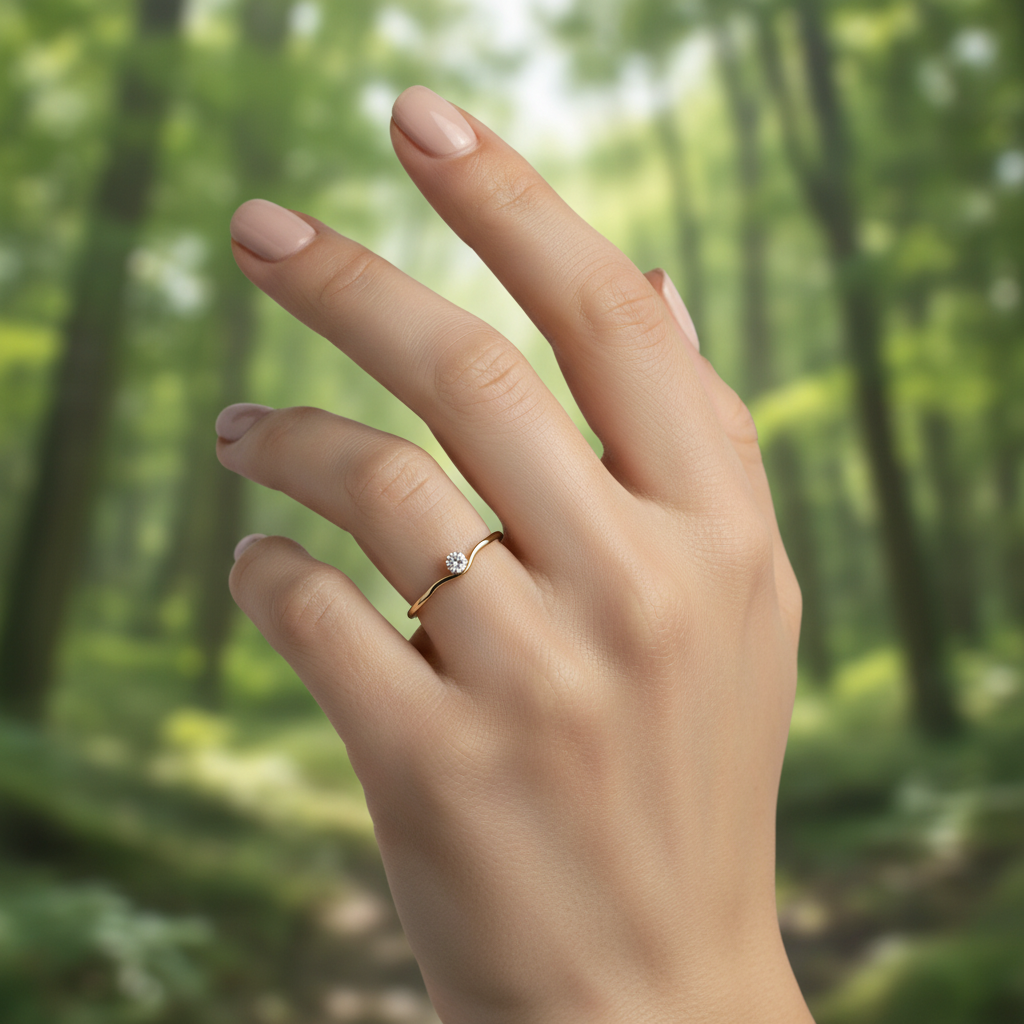 anillo minimalista con zirconia solitaria