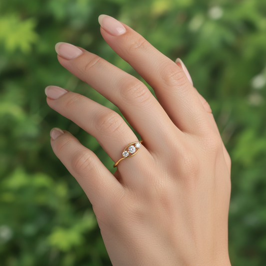anillo de tres piedras