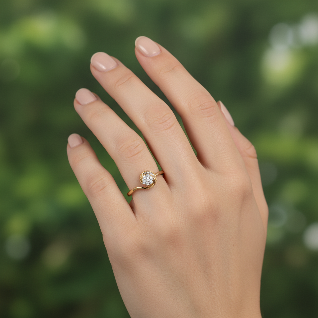 anillo solitario bezel con banda