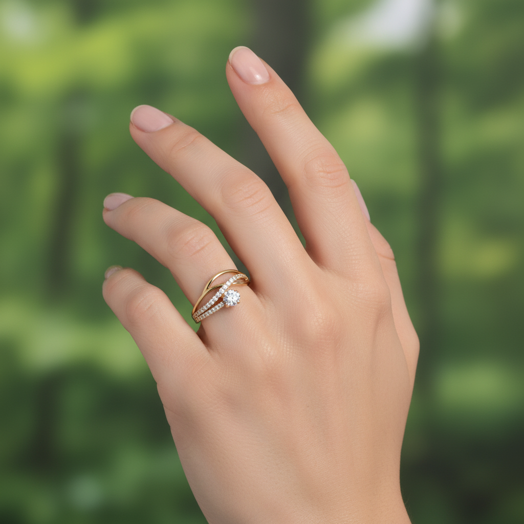 Anillo Curvo con Piedra