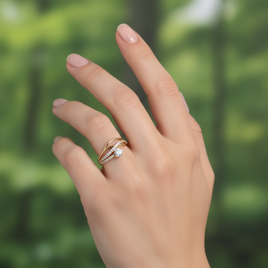 Anillo Curvo con Piedra