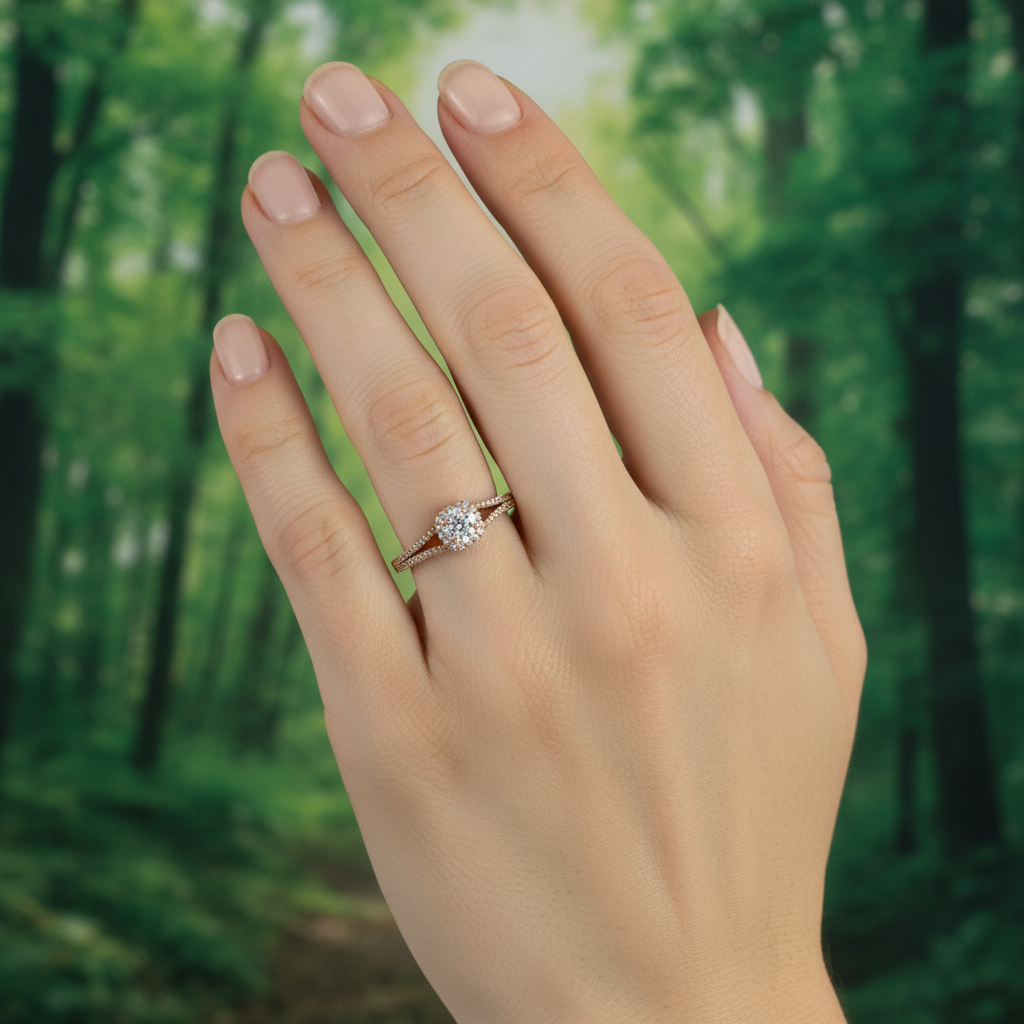 anillo halo con banda split