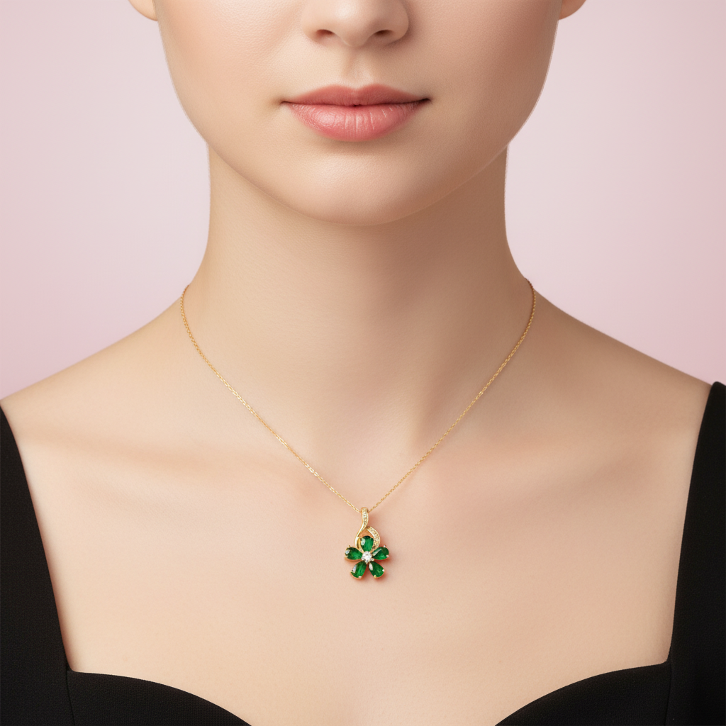 collar de flor Verde