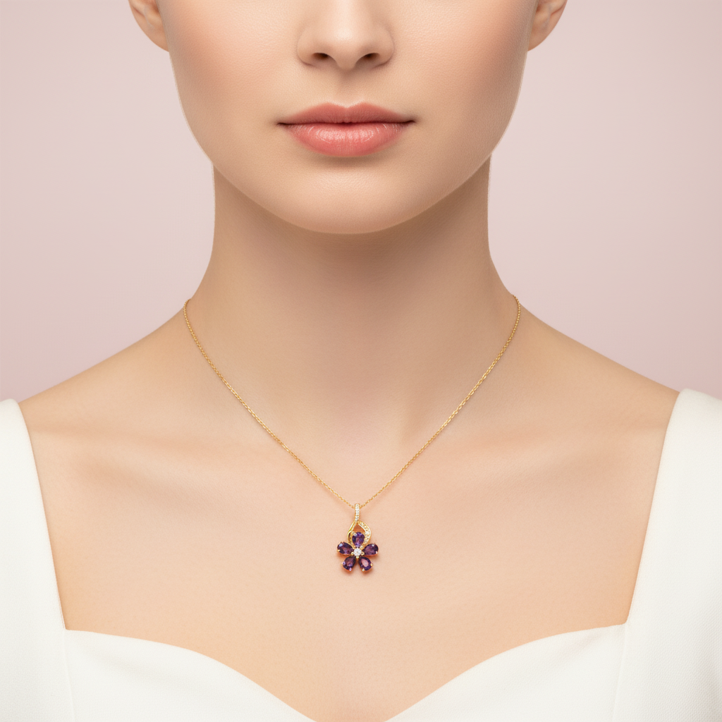 collar de flor Morado